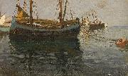 Julius Ludwig Friedrich Runge Dampf- und Fischerboote im sonnigen Licht Sweden oil painting artist